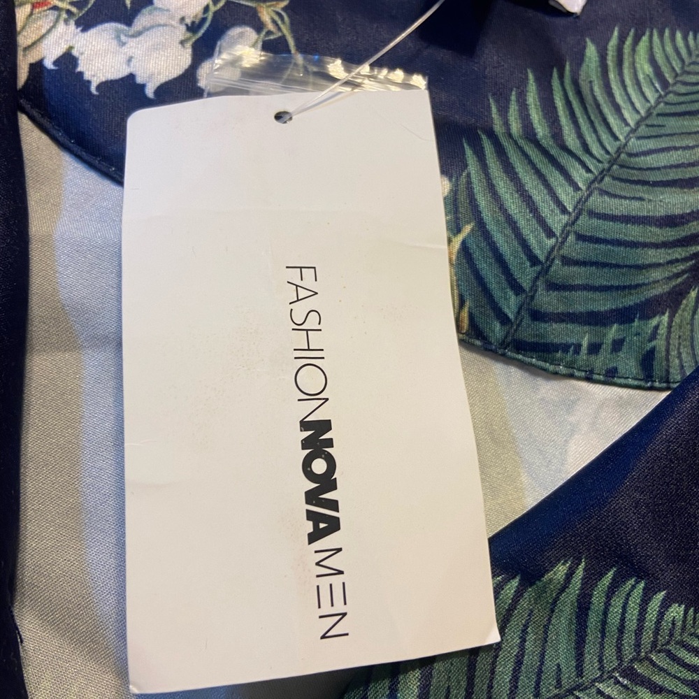NWT! Fashion Nova Sway All night short sleeve woven button down pink/blue XXL - Picture 7 of 10